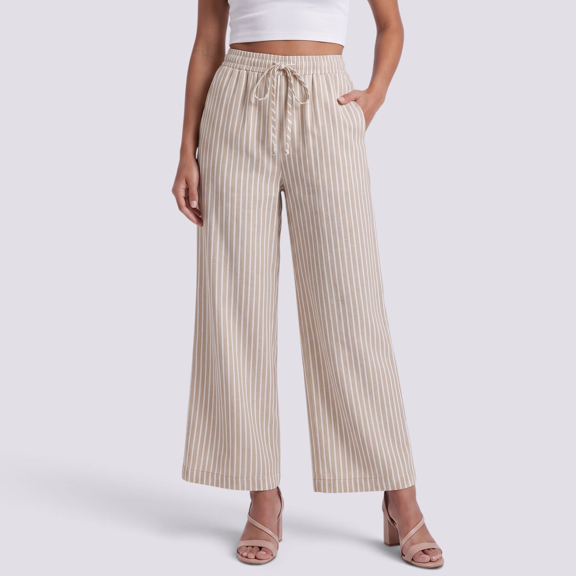 Pantalón Ancho Mujer a Rayas Casual