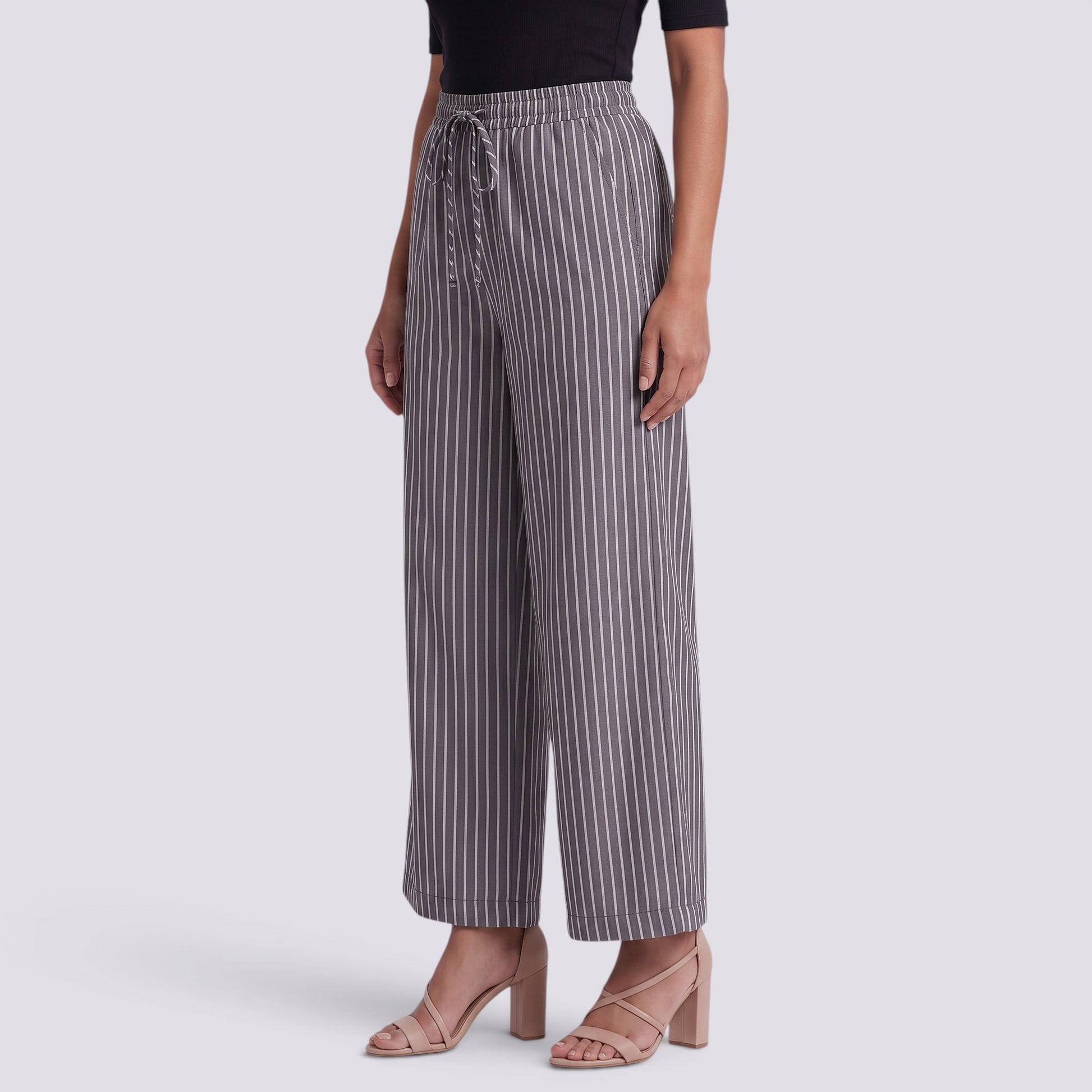 Pantalón Ancho Mujer a Rayas Casual