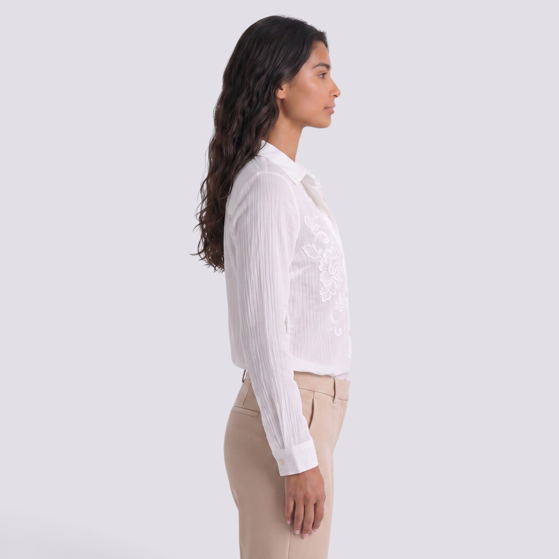 Camisa Mujer Estampada Manga Larga Cuello Solapa