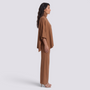 Conjunto Poncho Punto Mujer Pantalón Ancho - Marrón - vista lateral