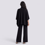 Conjunto Poncho Punto Mujer Pantalón Ancho - Negro - vista trasera