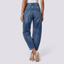 Pantalón balloon de mujer efecto vaquero en azul oscuro, vista trasera