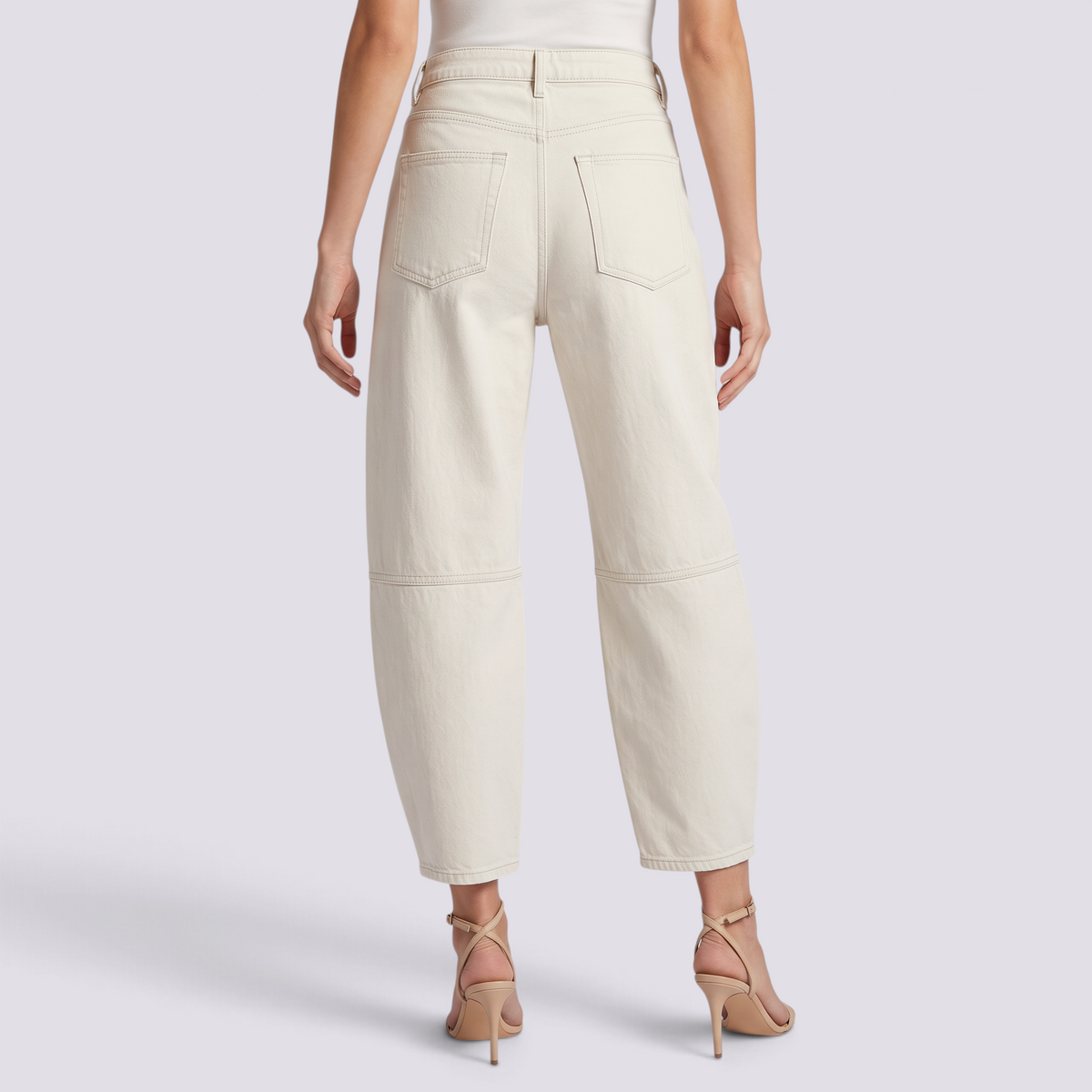 Pantalón balloon de mujer efecto vaquero en blanco, vista trasera