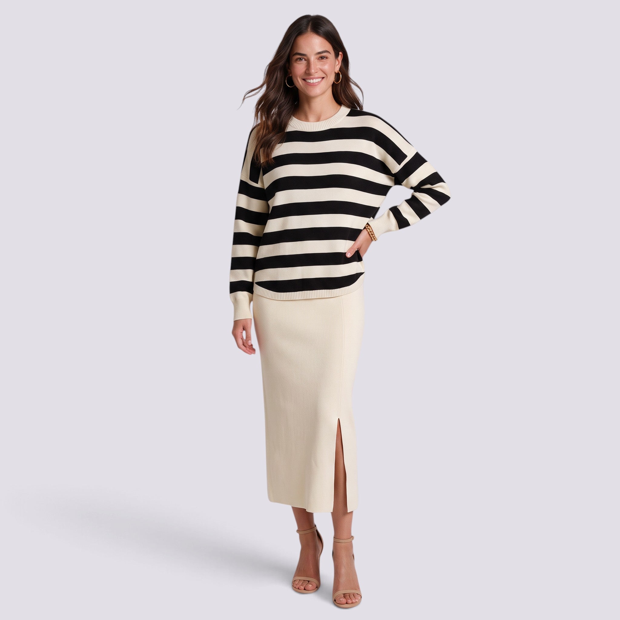 Conjunto de Punto Mujer con Falda Midi