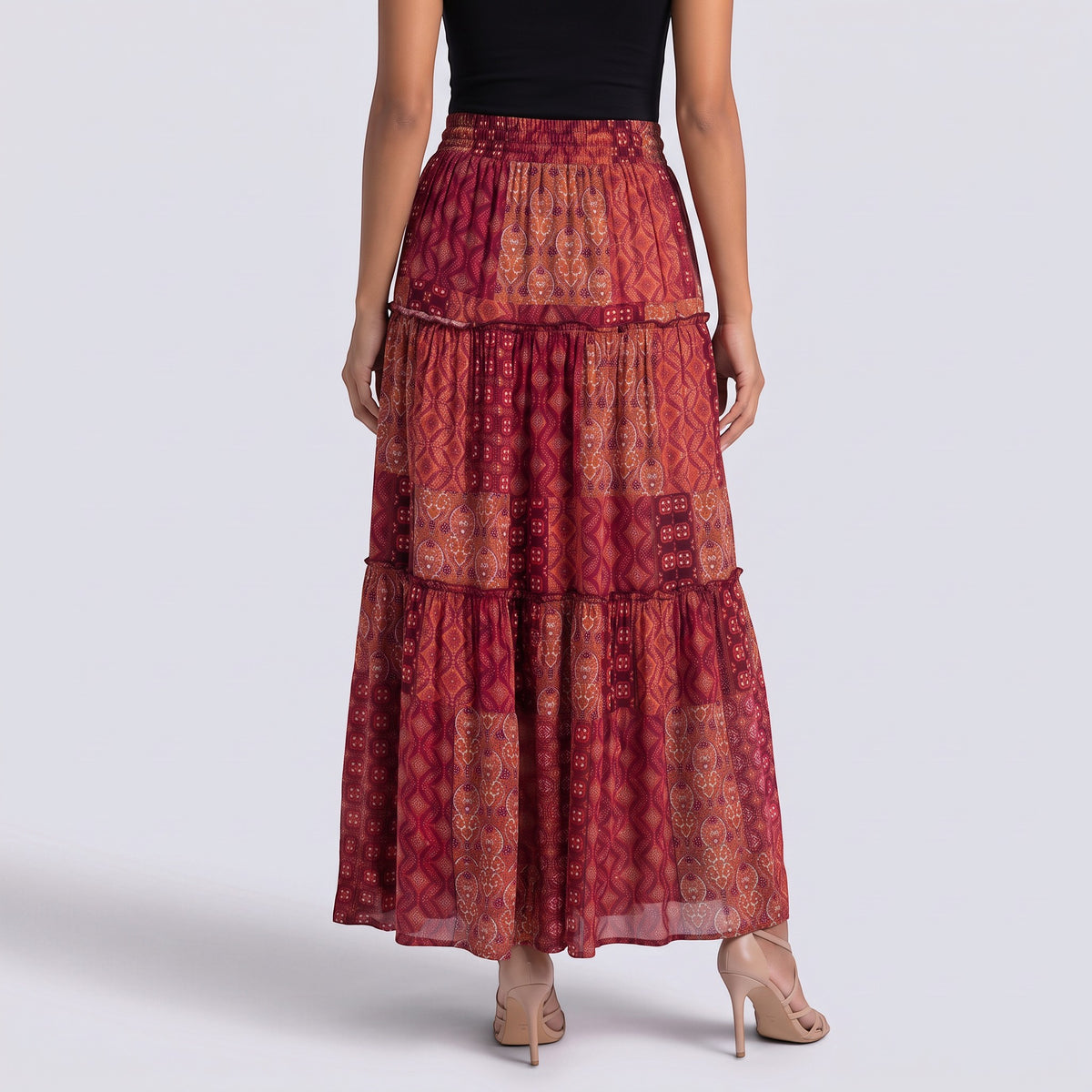Falda Larga Mujer Boho Cintura Alta