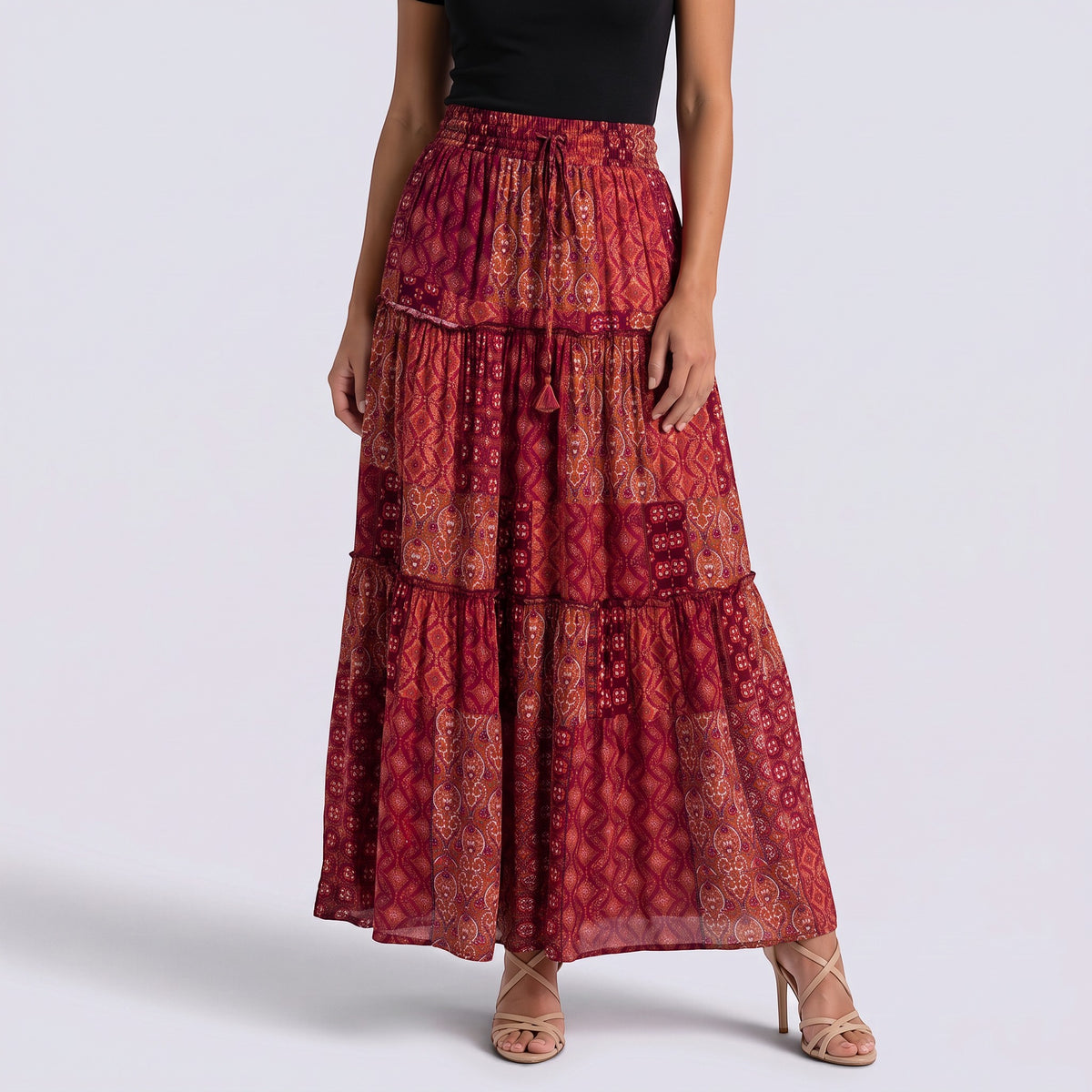 Falda Larga Mujer Boho Cintura Alta
