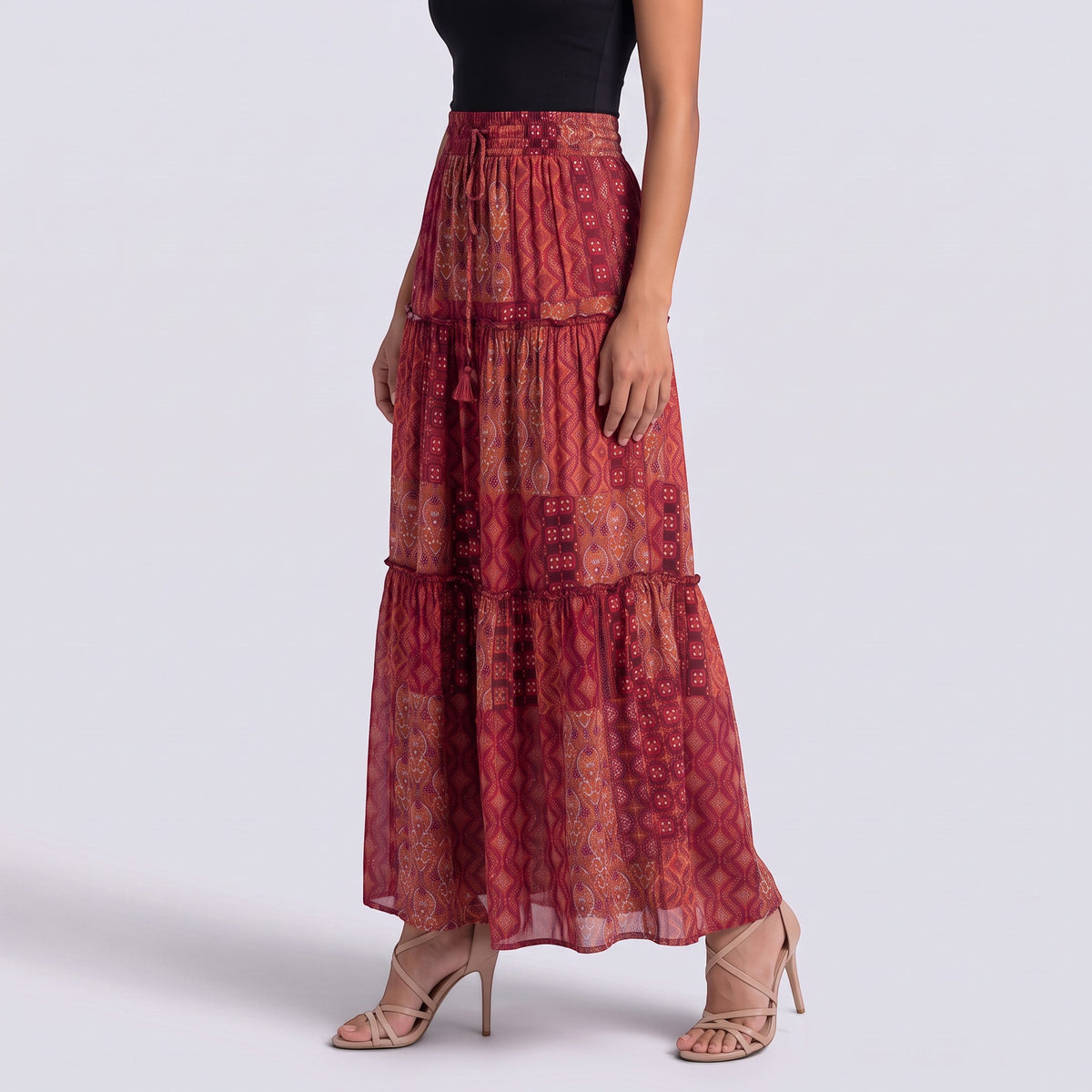 Falda Larga Mujer Boho Cintura Alta