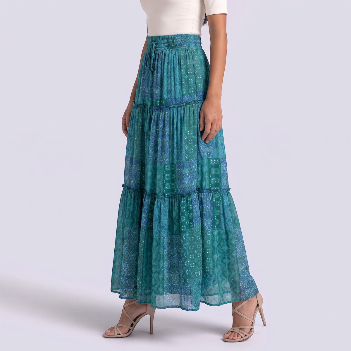 Falda Larga Mujer Boho Cintura Alta