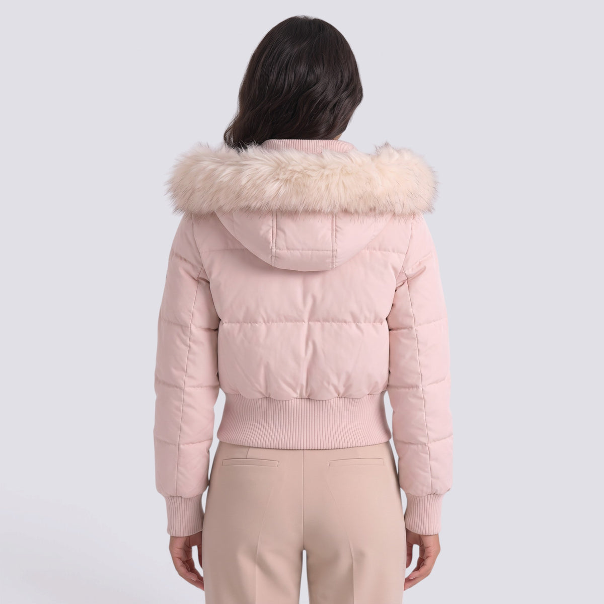 Chaqueta Mujer Acolchada Corta con Capucha