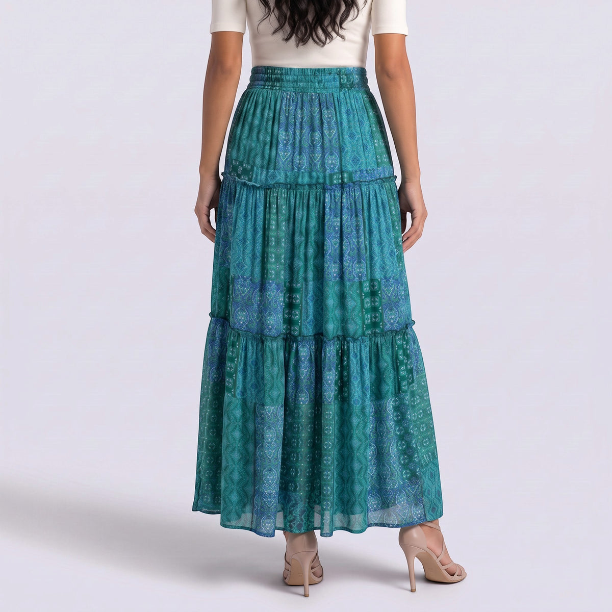 Falda Larga Mujer Boho Cintura Alta