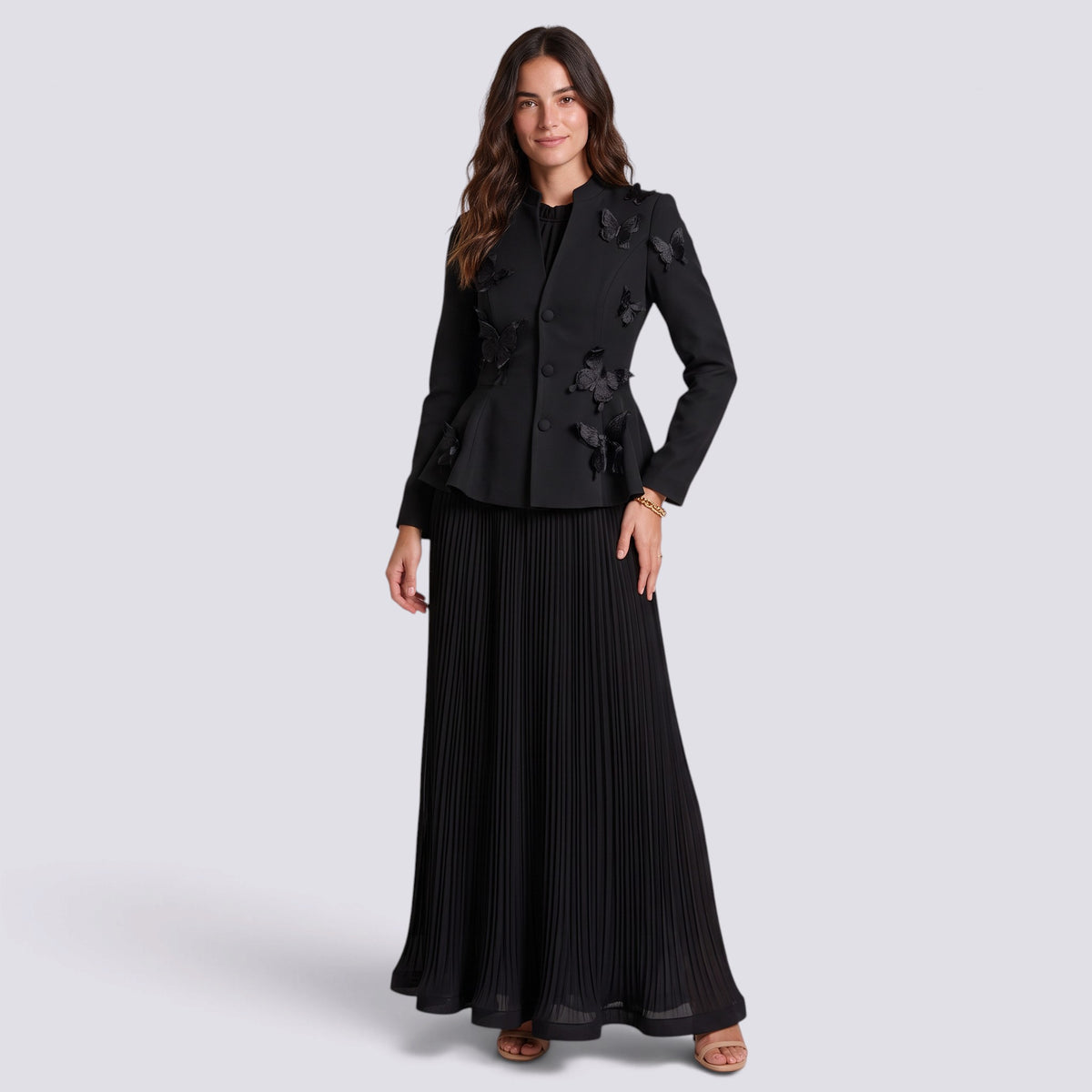 Conjunto Mujer Chaqueta y Falda Plisada