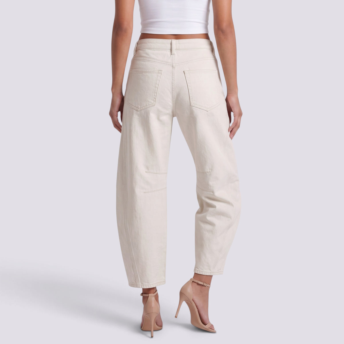 Pantalones Vaqueros Barrel de Tiro Medio Mujer