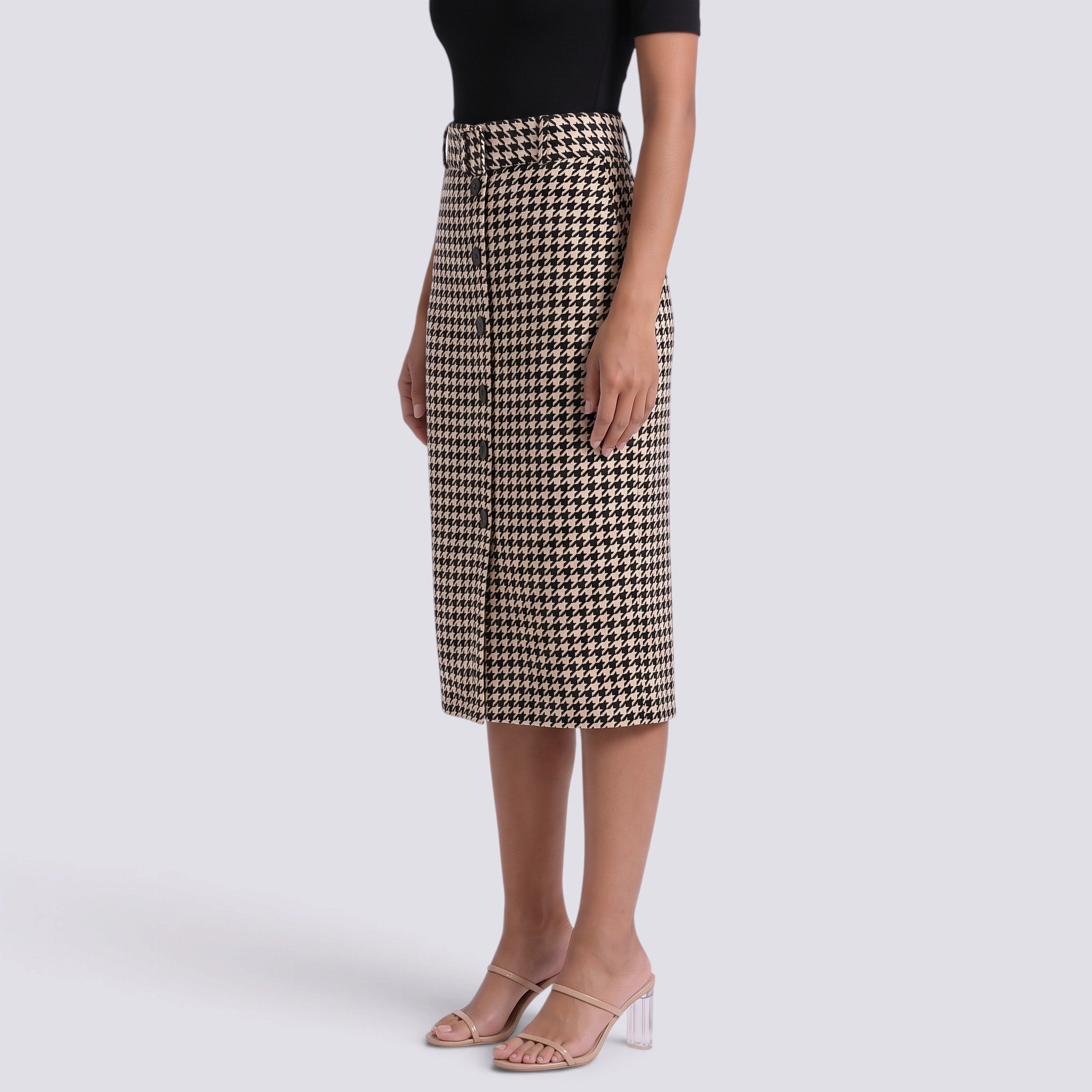 Falda Midi Mujer Pata de Gallo