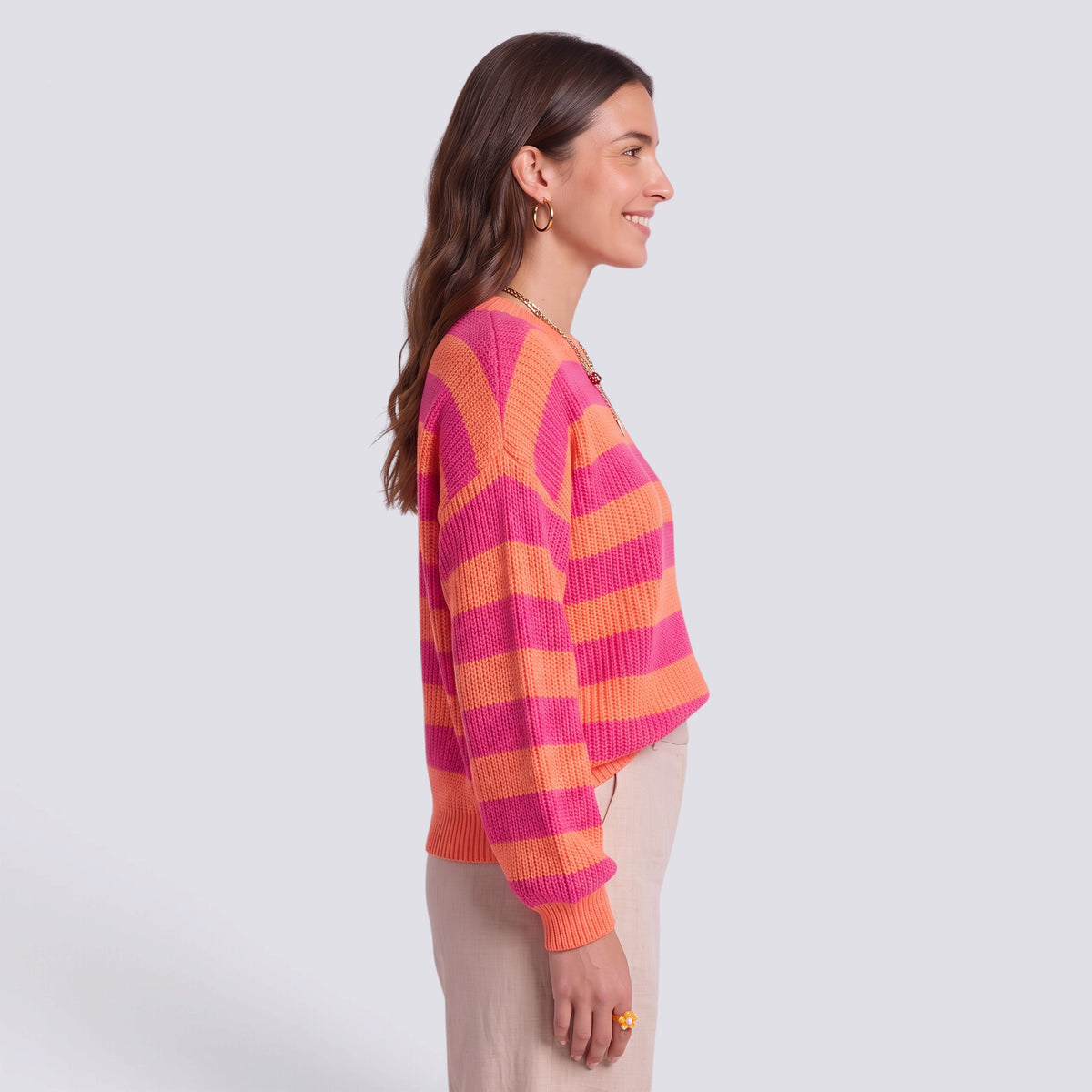 Jersey Mujer de Rayas Cuello Redondo