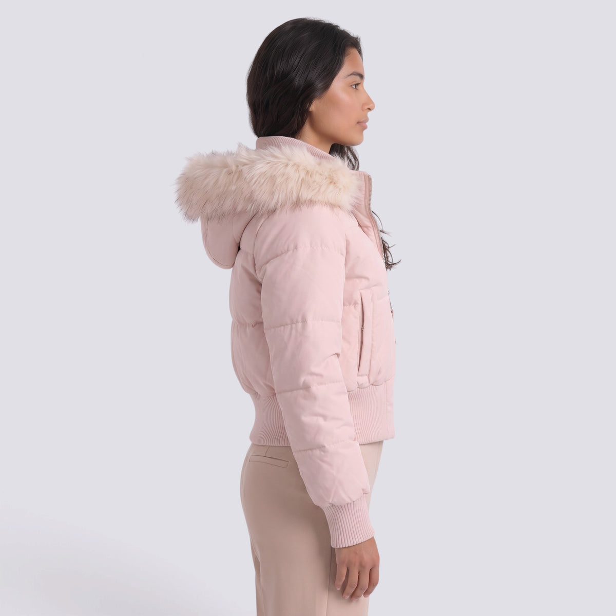 Chaqueta Mujer Acolchada Corta con Capucha