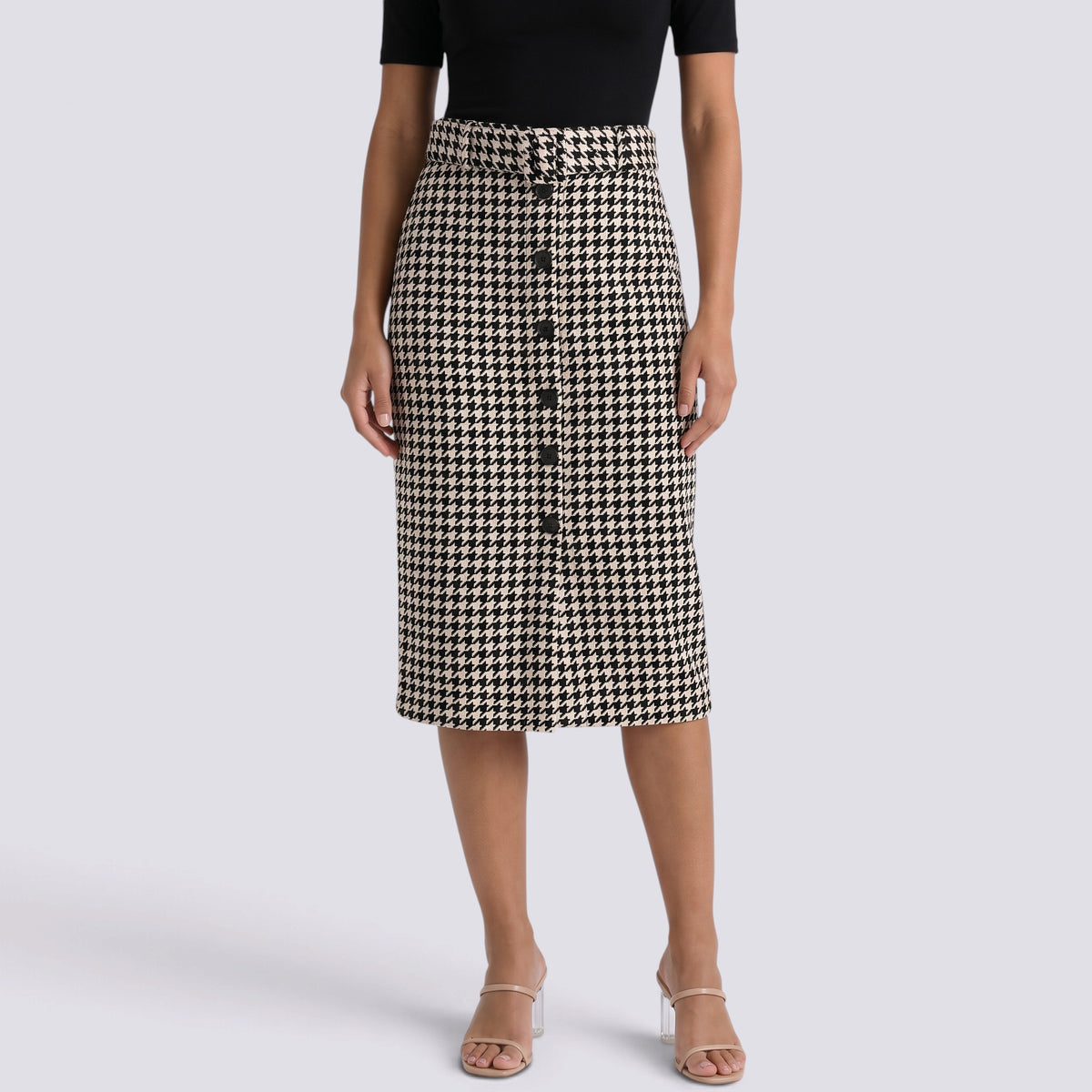 Falda Midi Mujer Pata de Gallo