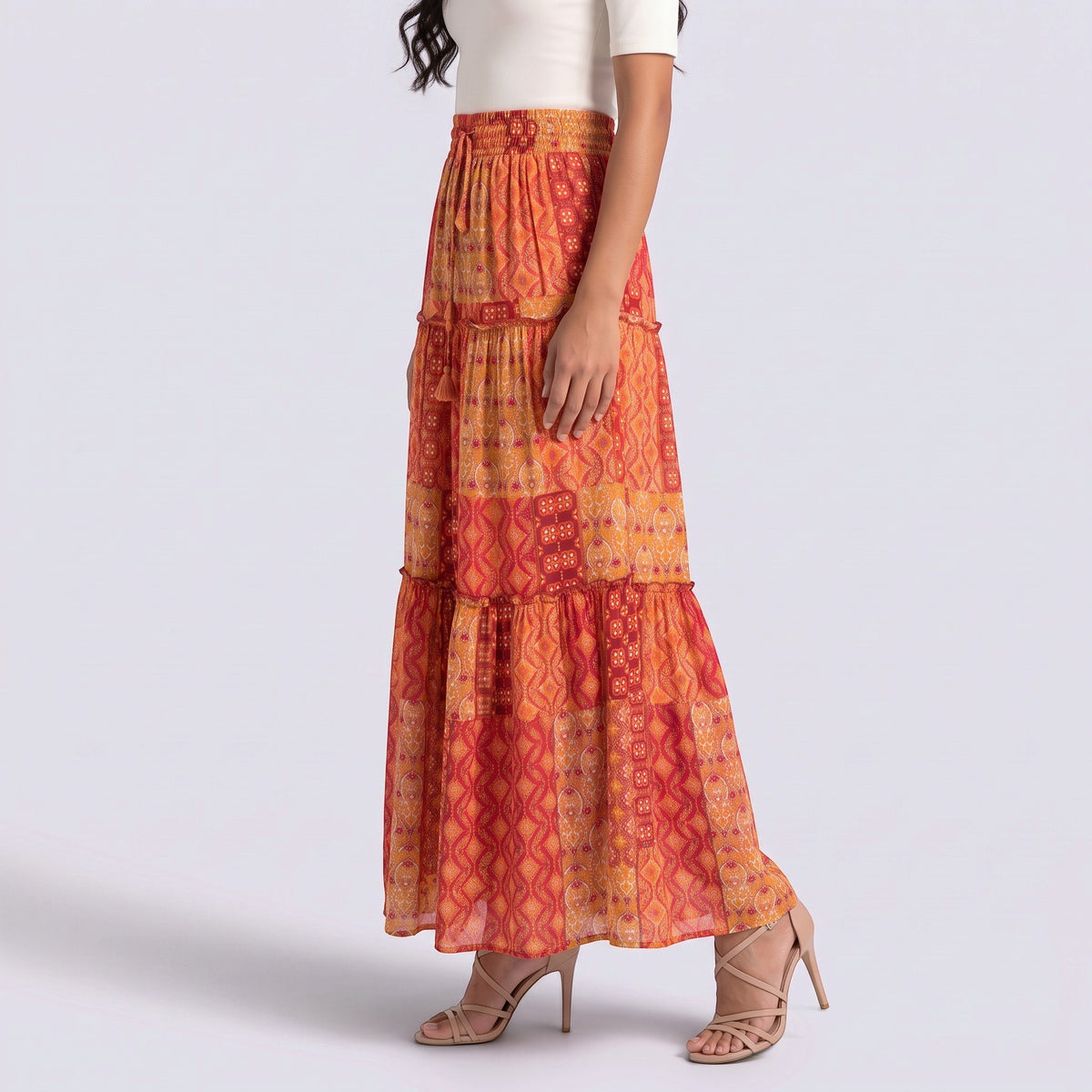 Falda Larga Mujer Boho Cintura Alta
