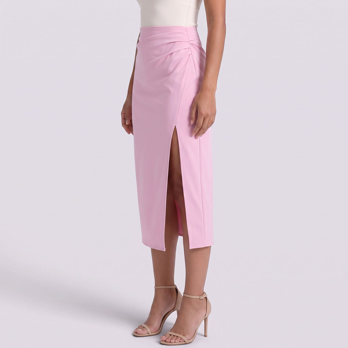 Falda Midi Mujer Cintura Alta con Abertura