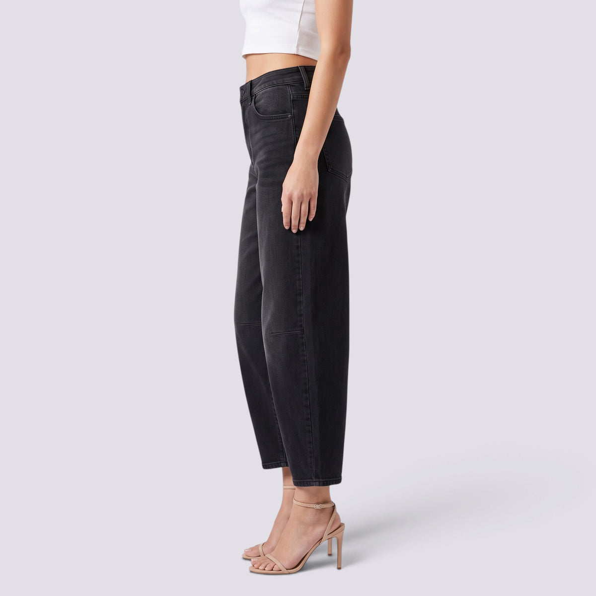 Pantalones Vaqueros Barrel de Tiro Medio Mujer