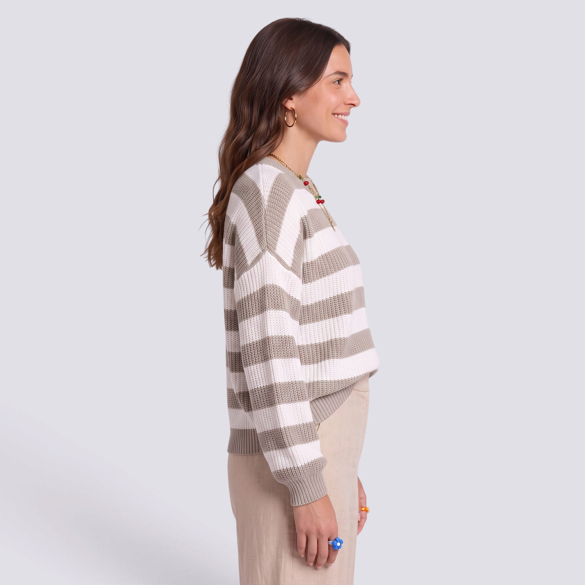 Jersey Mujer de Rayas Cuello Redondo