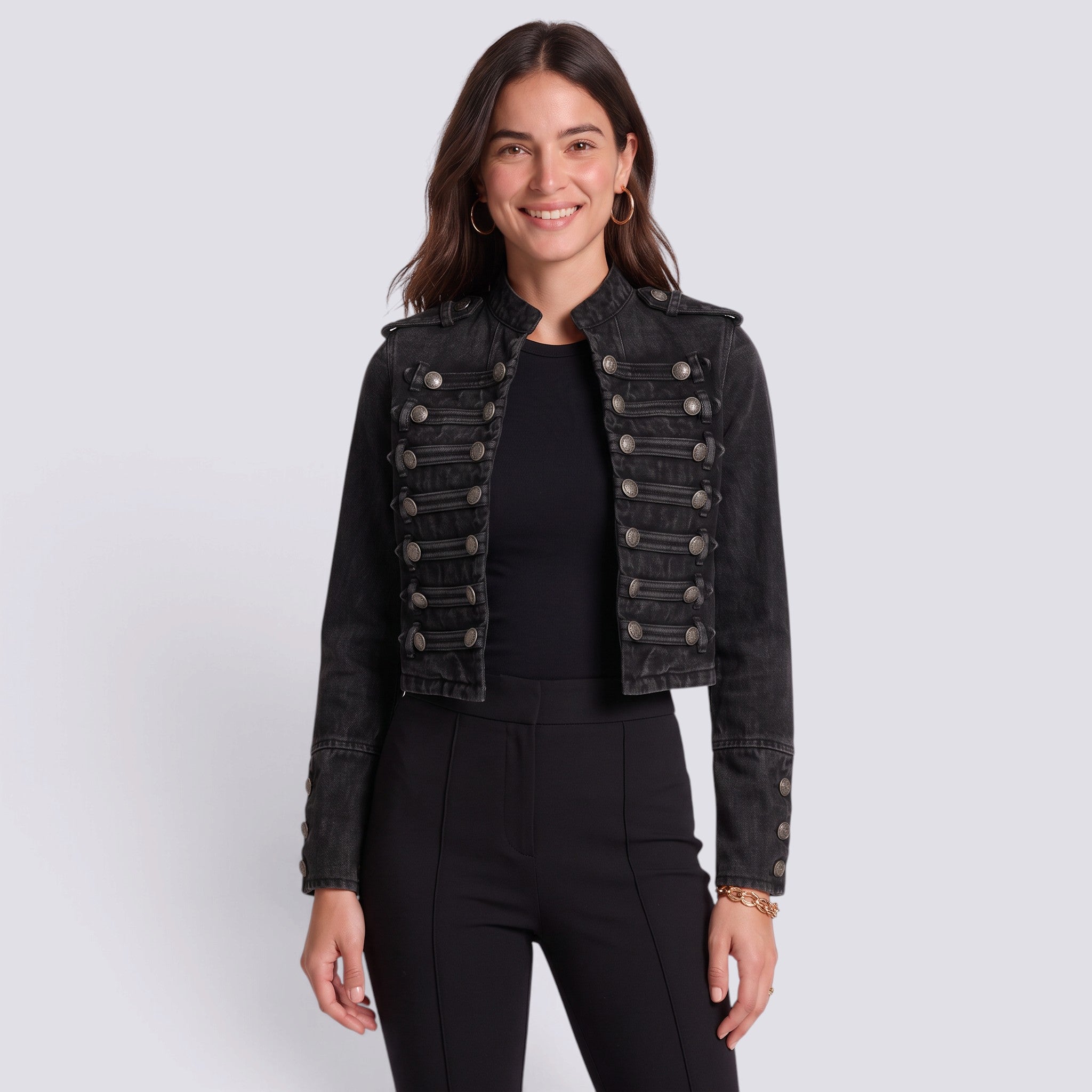 Chaqueta Mujer Vaquera Estilo Militar