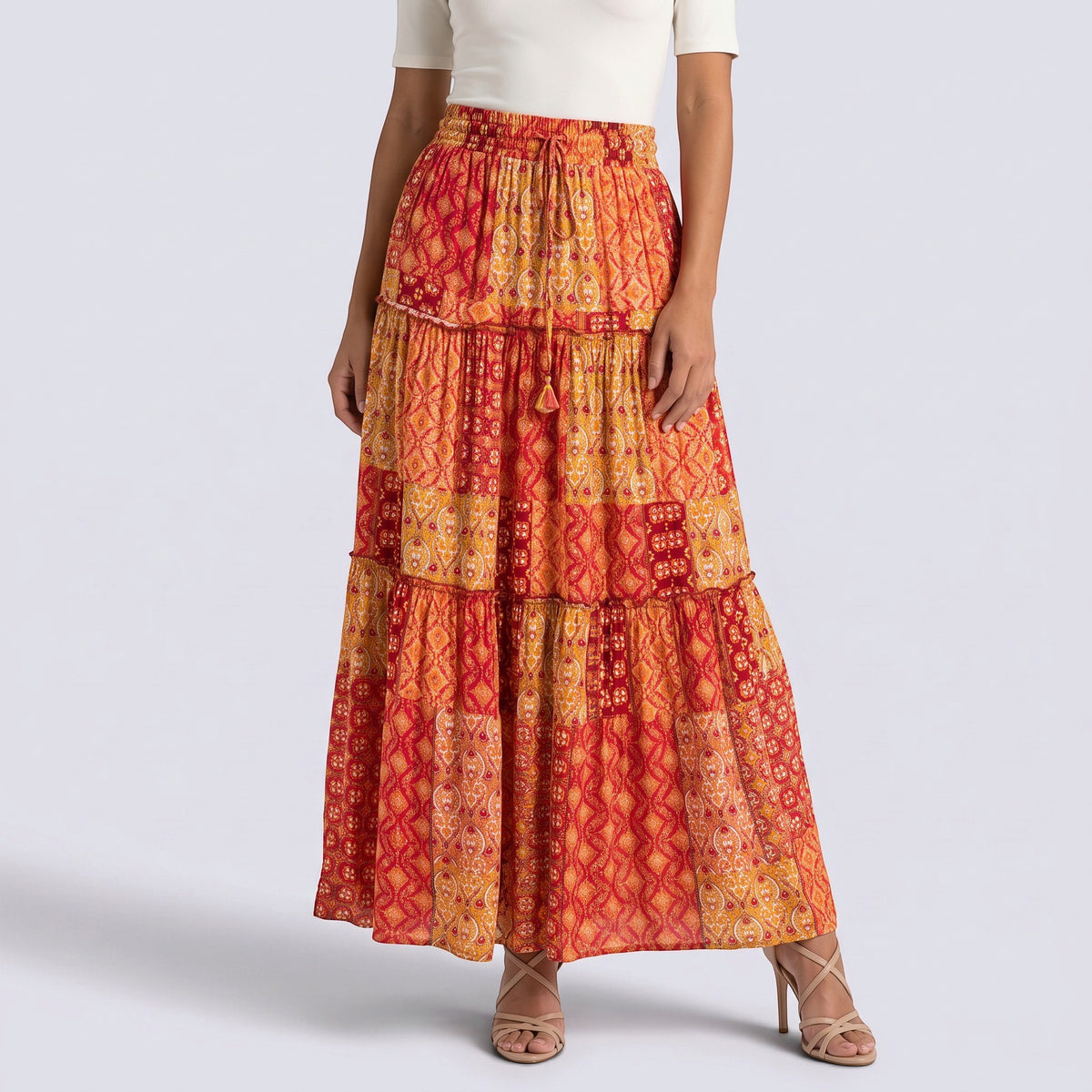Falda Larga Mujer Boho Cintura Alta