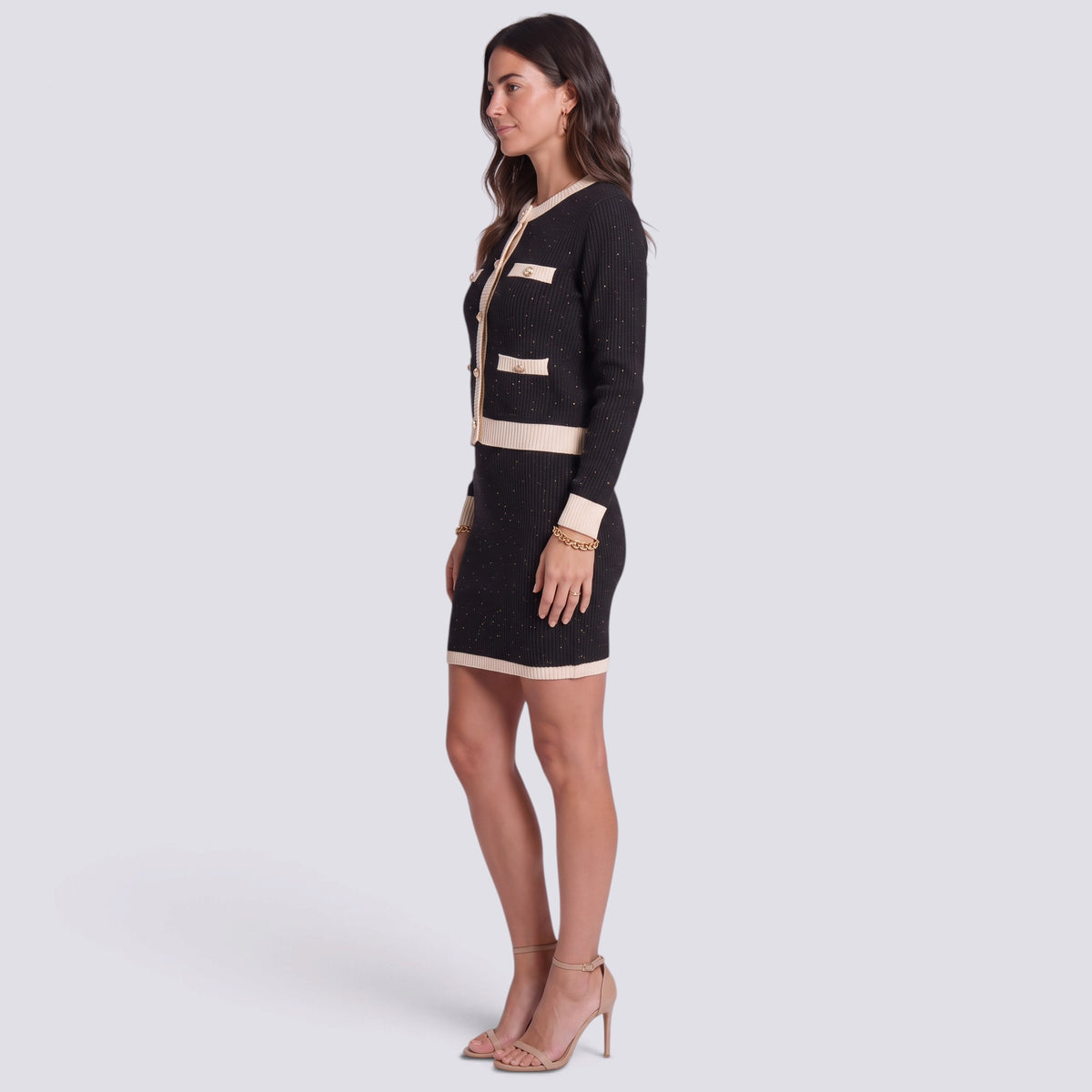 Conjunto Mujer de Punto Cárdigan y Falda