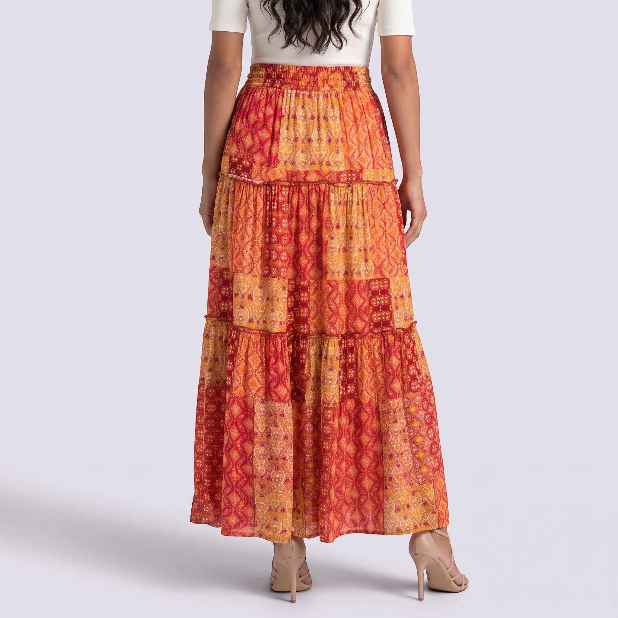 Falda Larga Mujer Boho Cintura Alta
