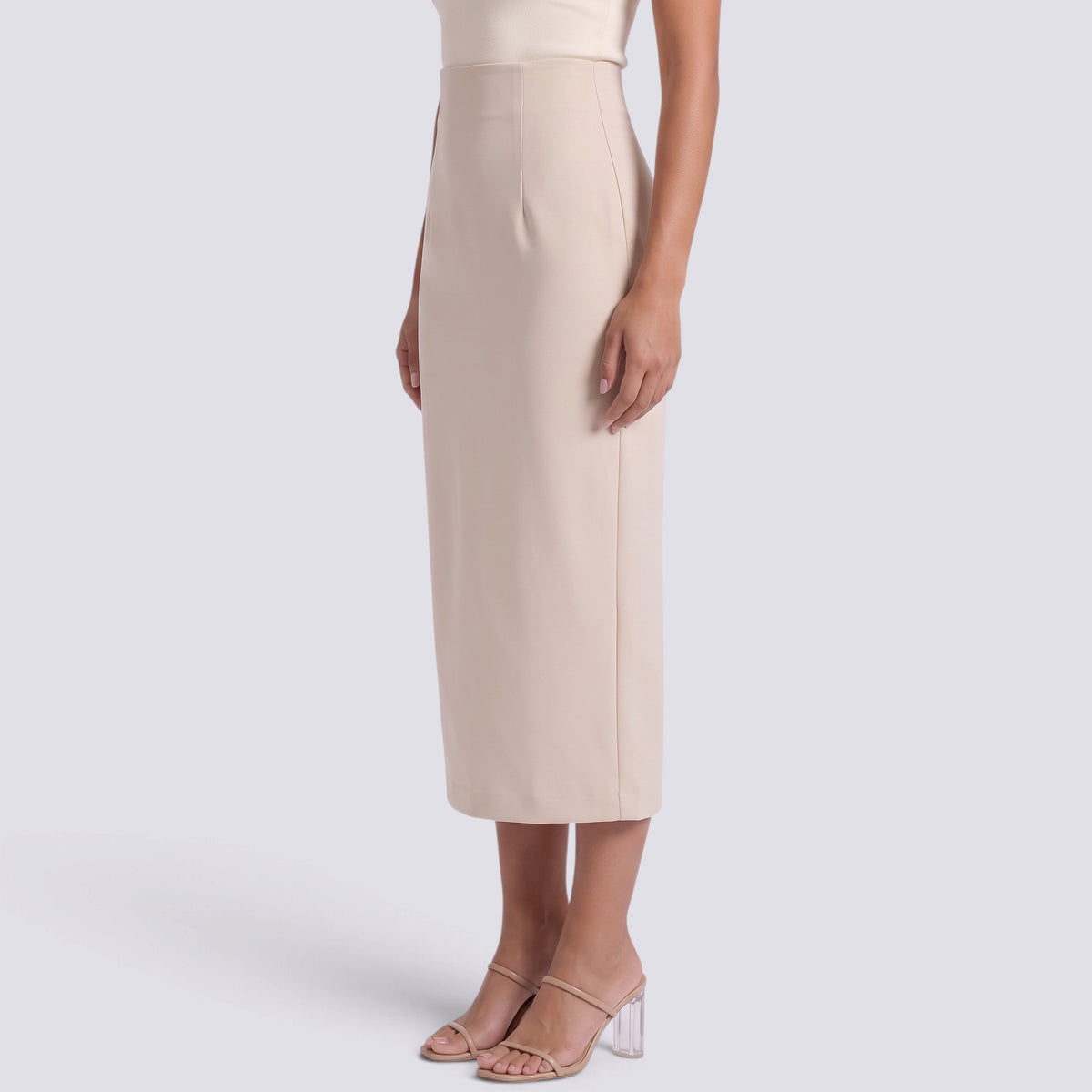 Falda Midi Mujer Cintura Alta Ajustada