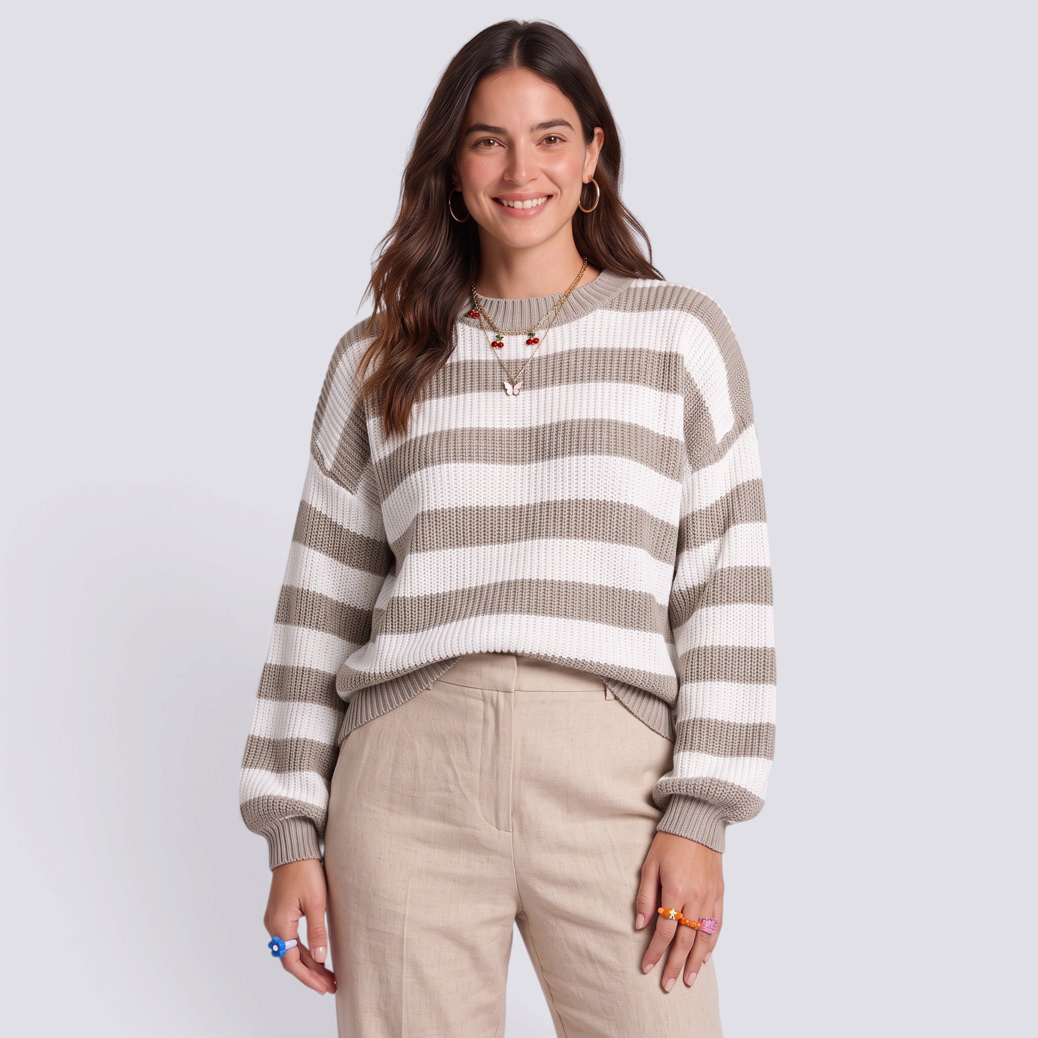 Jersey Mujer de Rayas Cuello Redondo