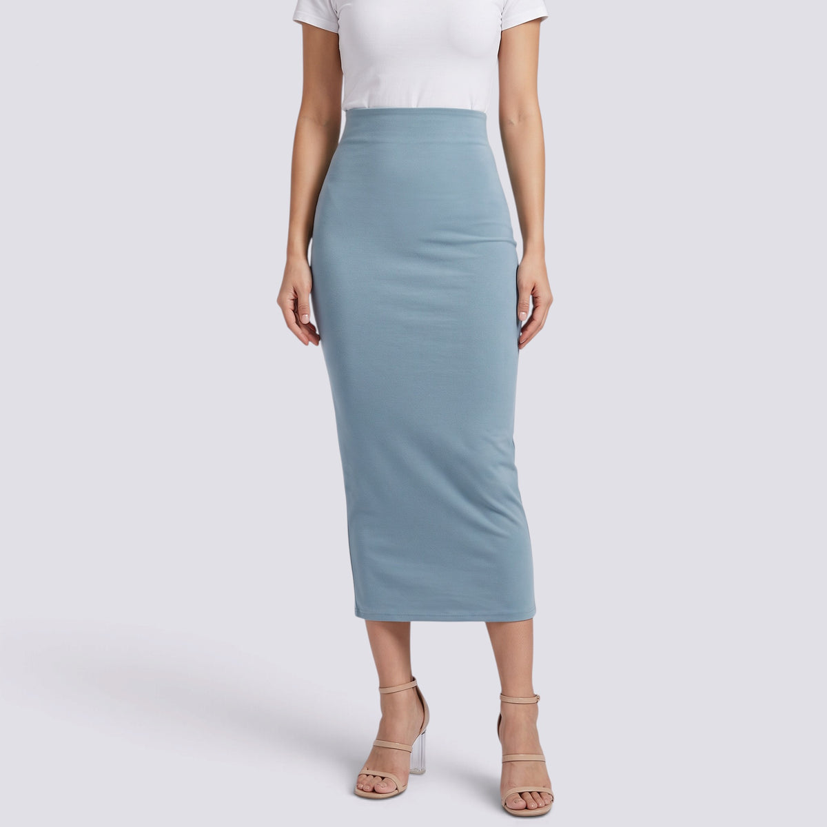 Falda Midi Mujer Cintura Alta Ajustada