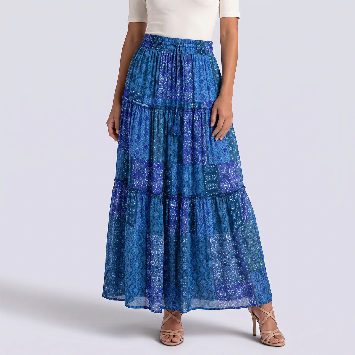 Falda Larga Mujer Boho Cintura Alta
