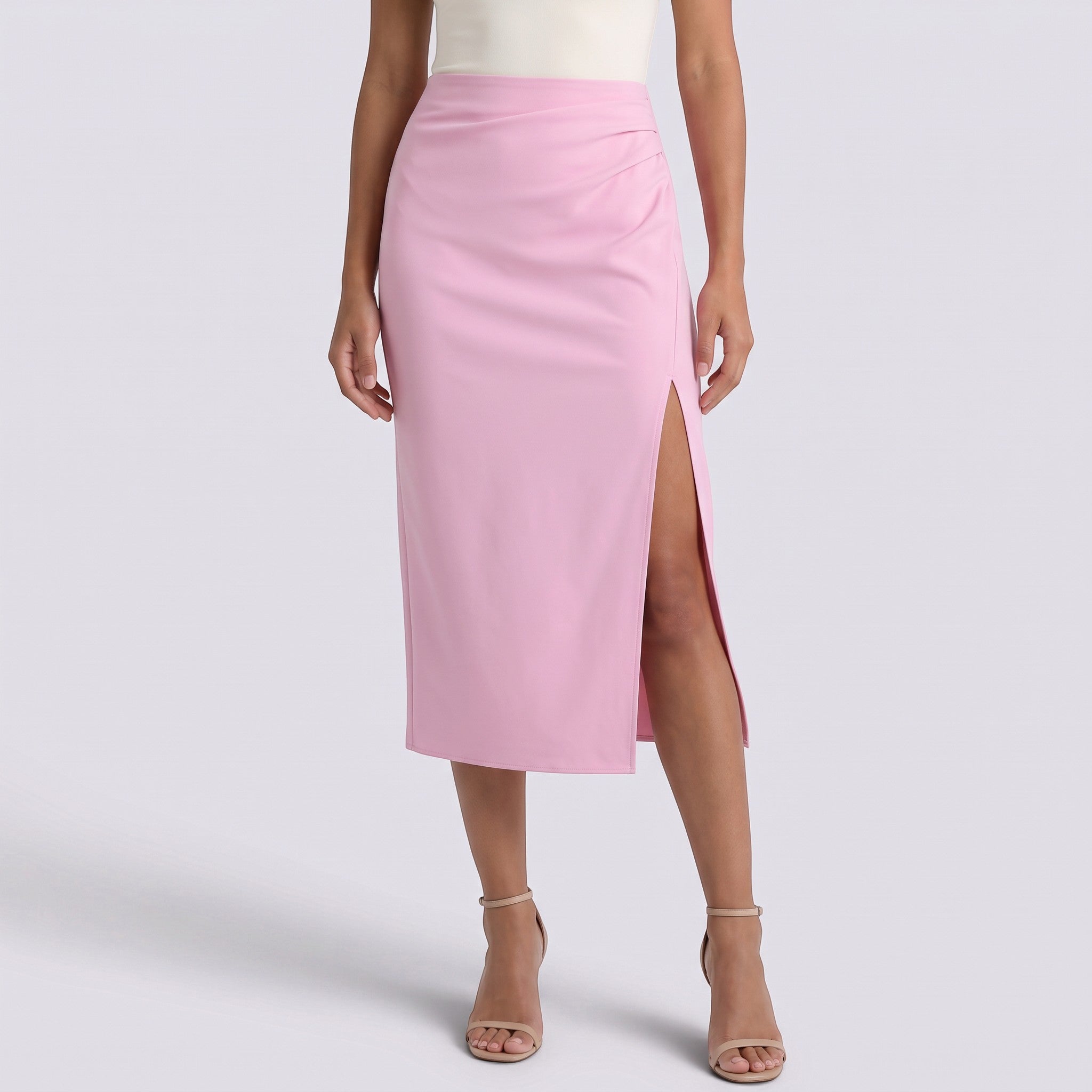 Falda Midi Mujer Cintura Alta con Abertura