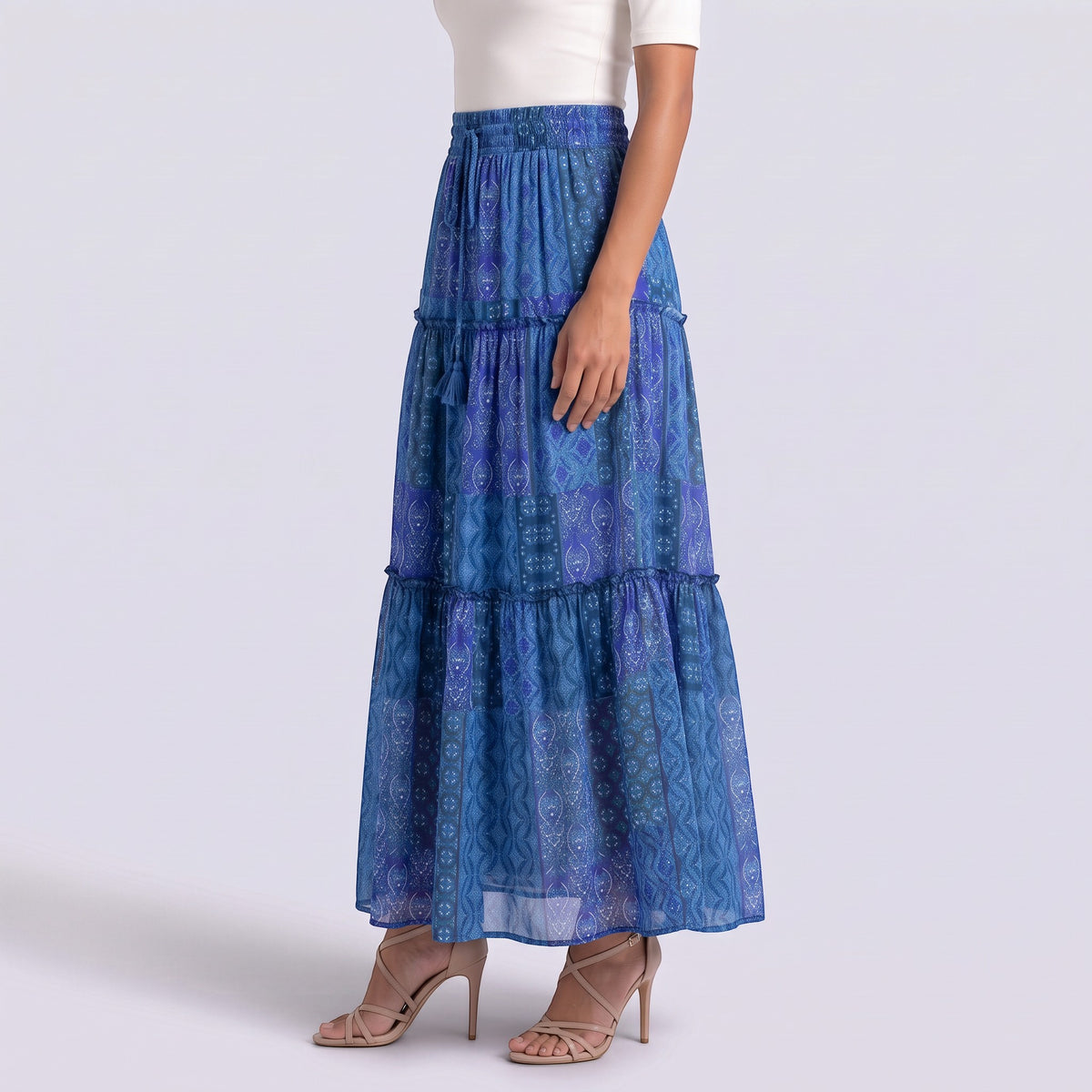 Falda Larga Mujer Boho Cintura Alta