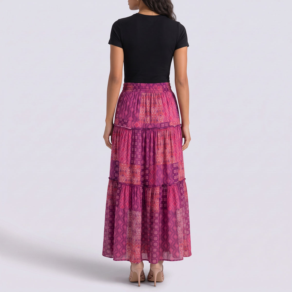 Falda Larga Mujer Boho Cintura Alta