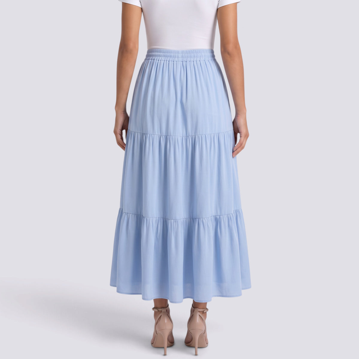 Falda Larga Mujer Elegante con Volantes