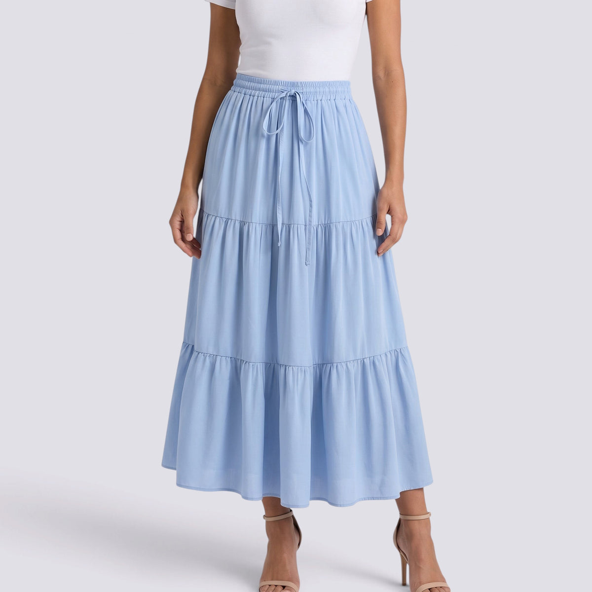 Falda Larga Mujer Elegante con Volantes
