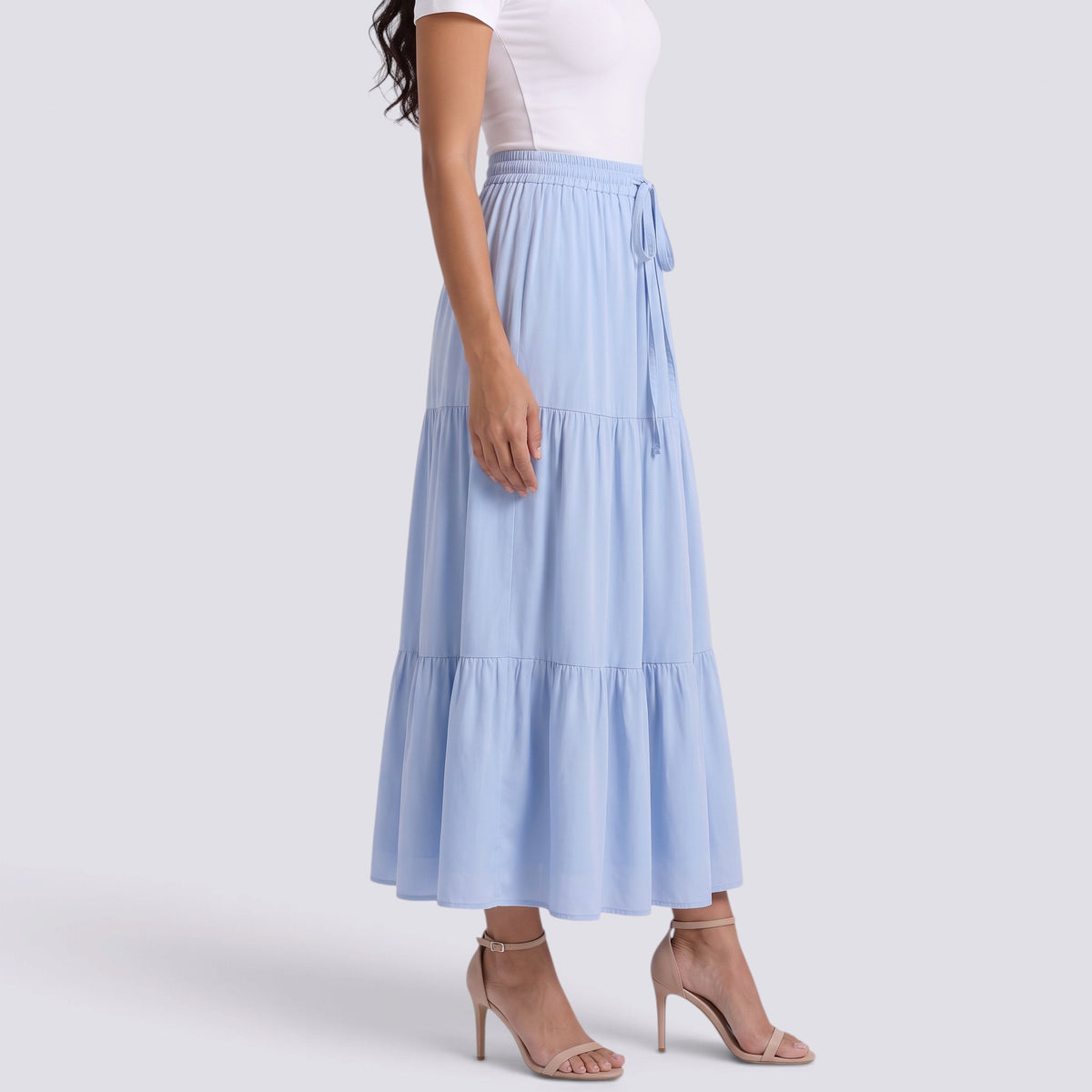 Falda Larga Mujer Elegante con Volantes
