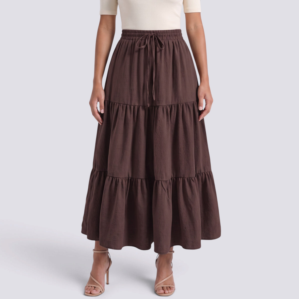 Falda Larga Mujer Elegante con Volantes