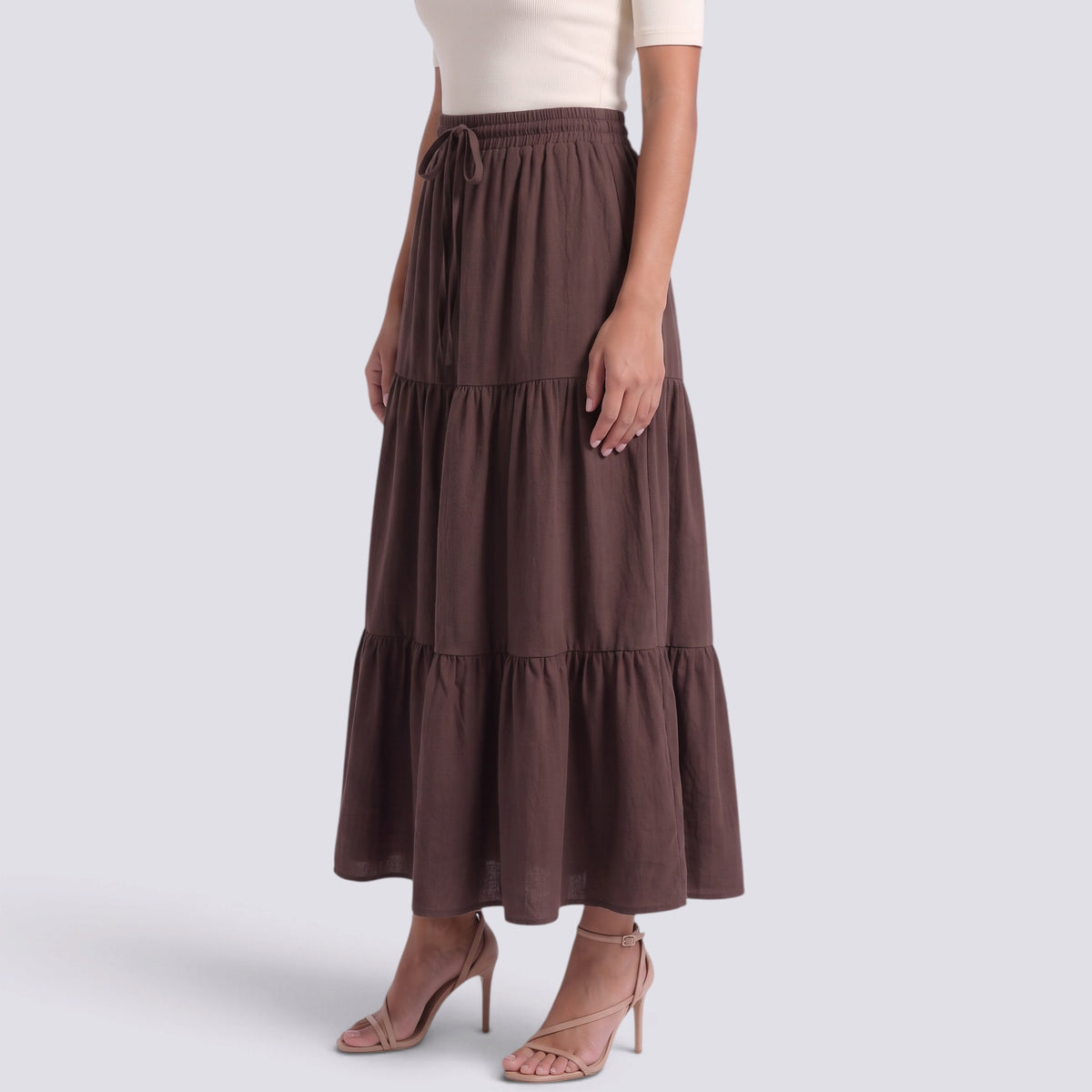 Falda Larga Mujer Elegante con Volantes