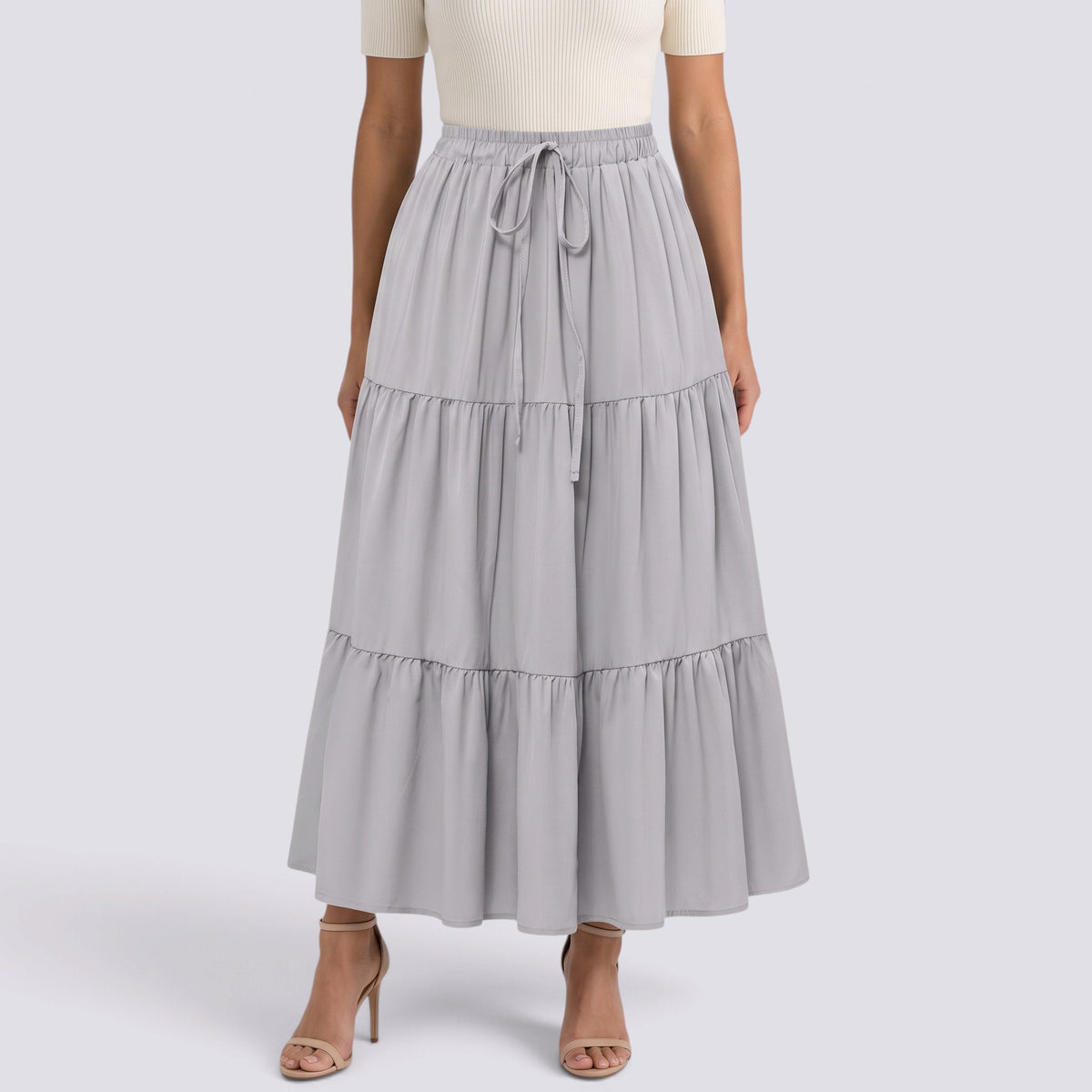 Falda Larga Mujer Elegante con Volantes