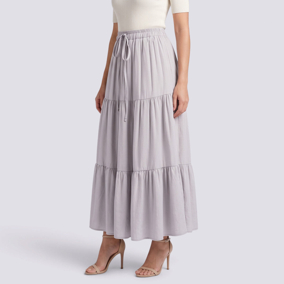 Falda Larga Mujer Elegante con Volantes