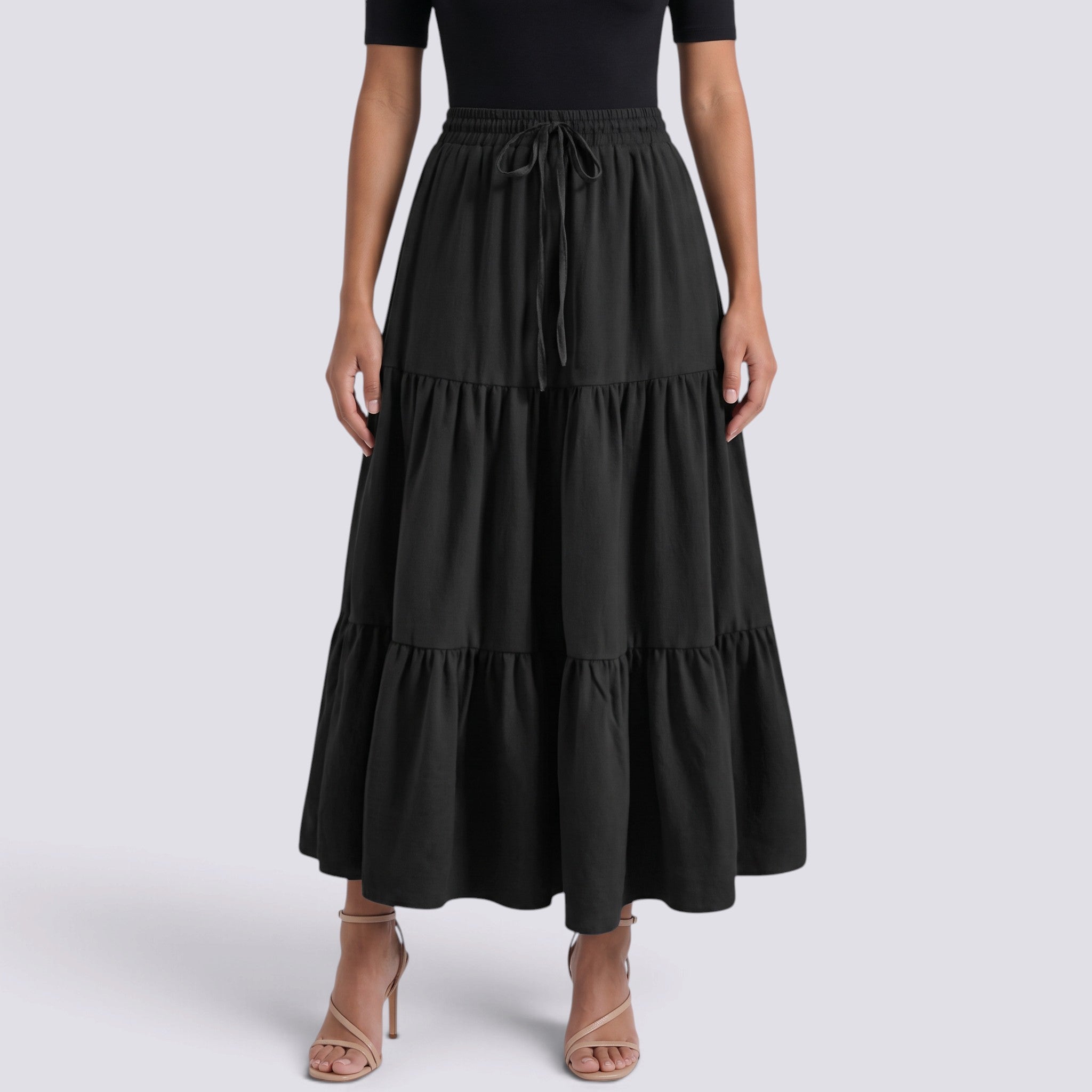 Falda Larga Mujer Elegante con Volantes