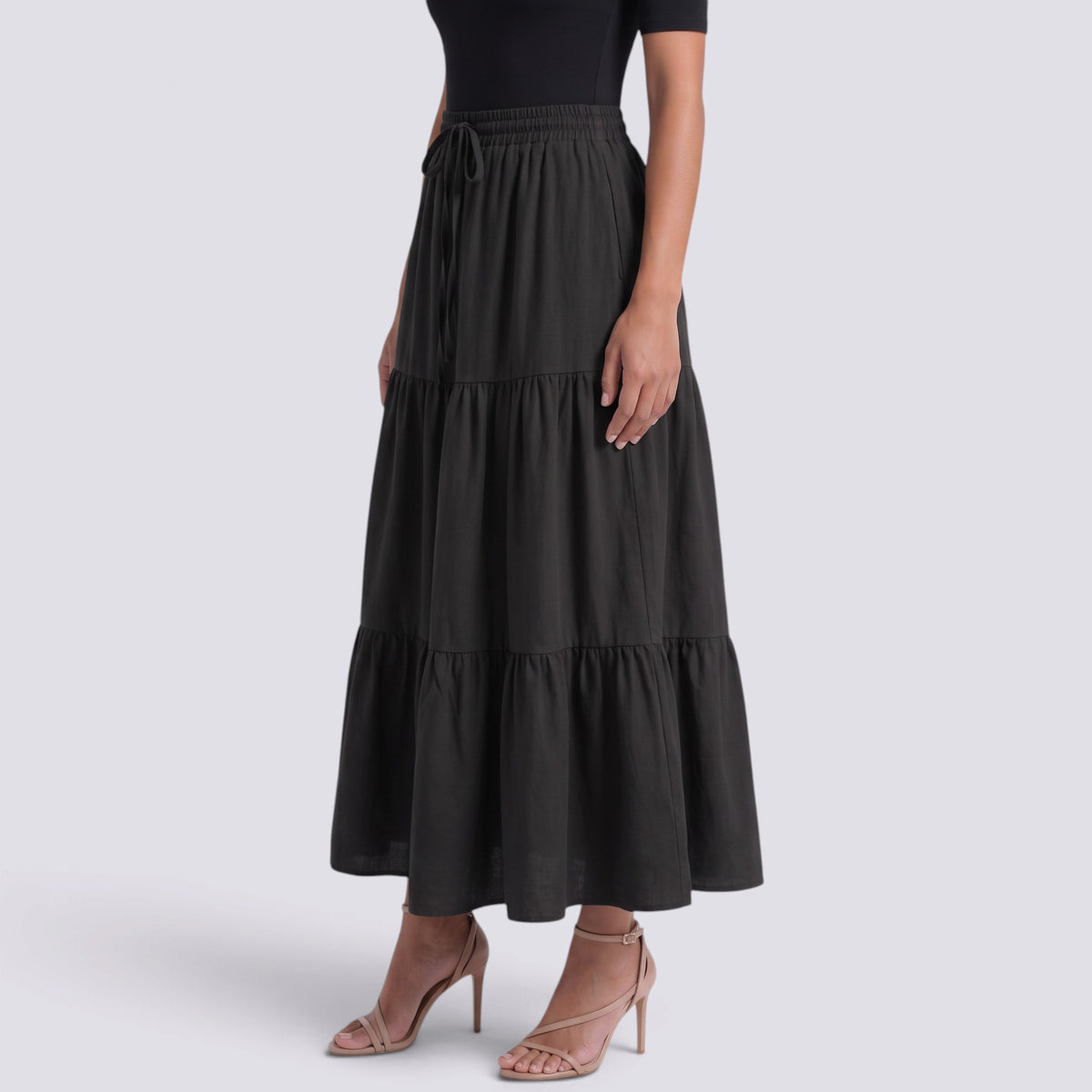 Falda Larga Mujer Elegante con Volantes