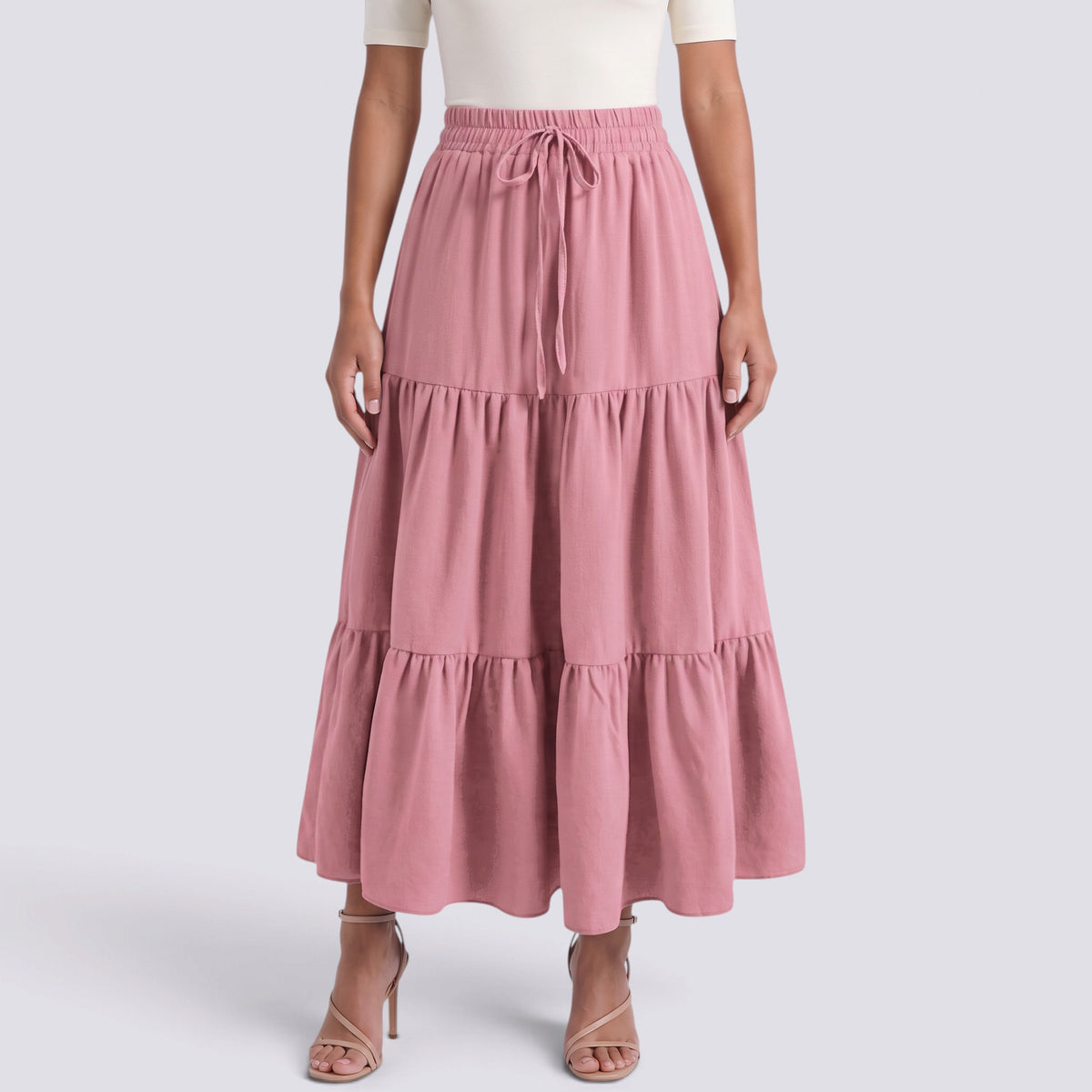 Falda Larga Mujer Elegante con Volantes