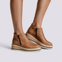Botines Planos con Cremallera Lateral Mujer - Caqui - Vista Lateral