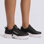 Zapatillas deportivas de mujer con plataforma y cremallera en negro, vista lateral