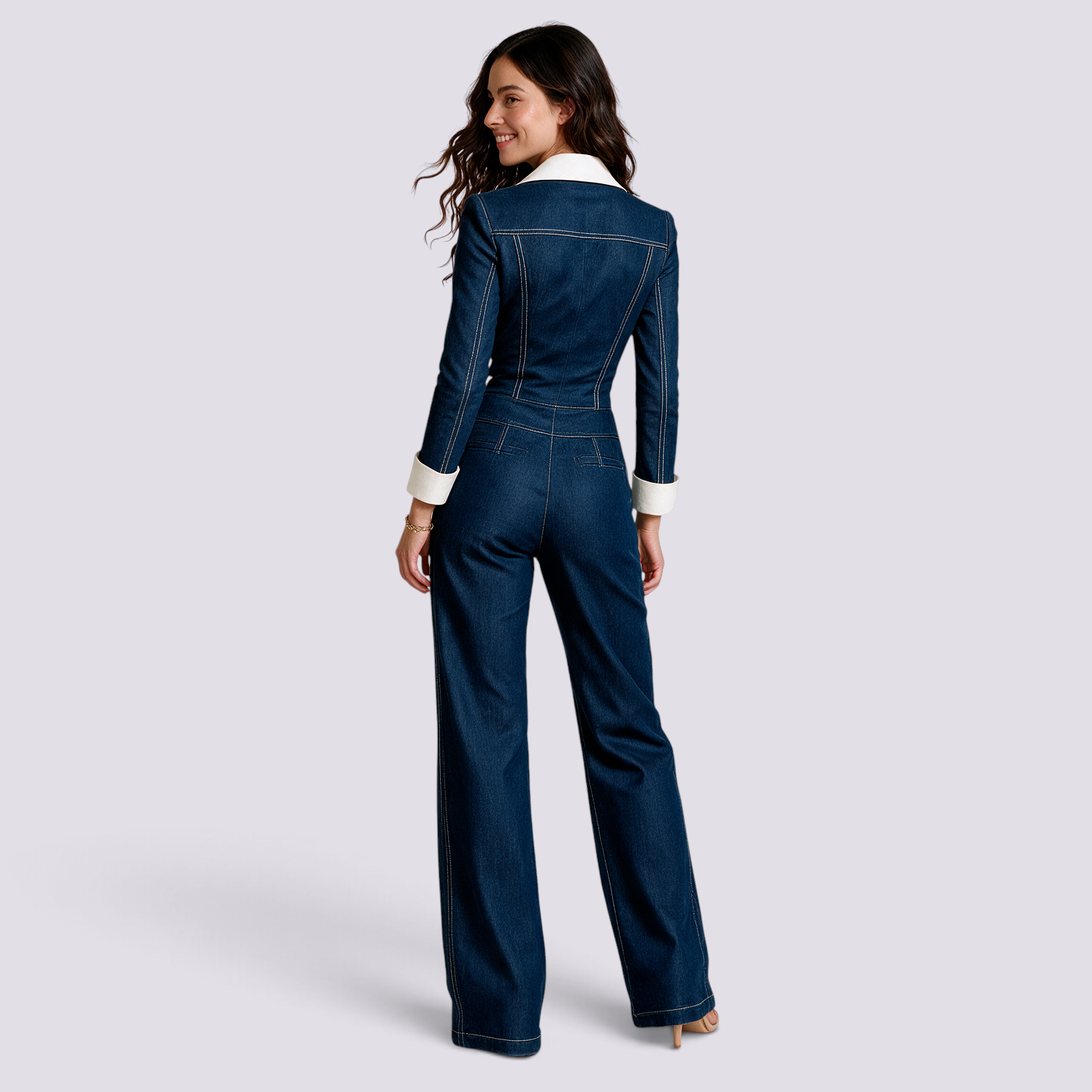 Mono Vaquero Mujer Manga Larga - Azul - Espalda