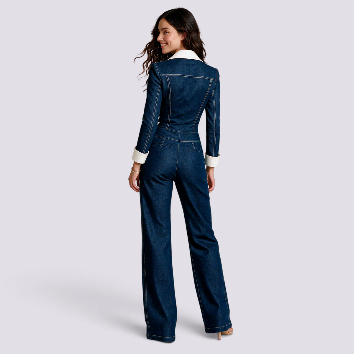 Mono Vaquero Mujer Manga Larga - Azul - Espalda