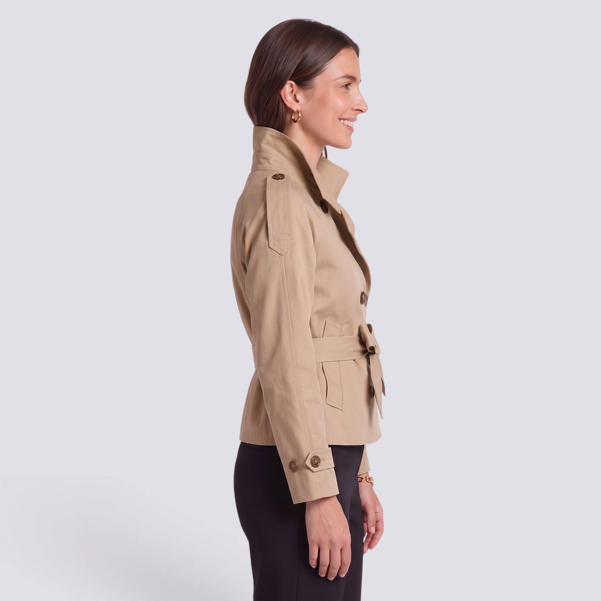 Gabardina Mujer Corta con Cinturón